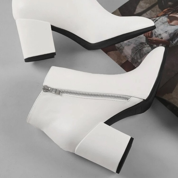 SHEIN Shoes - Shein white ankle boots!